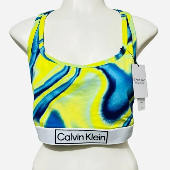 Calvin Klein Reimagined Heritage Pride Unlined Bralette White/Blue/Green Size XL - Picture 3 of 7